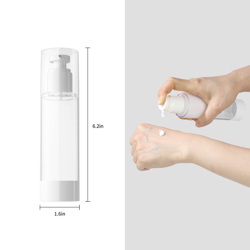 LONGWAY 2.7Oz 80ml Clear Airless Cosmetic Cream Pump Bottle Travel Size Dispenser Refillable Containers/Foundation Travel Pump Bottle for Shampoo (Pack of 6) - Image 5